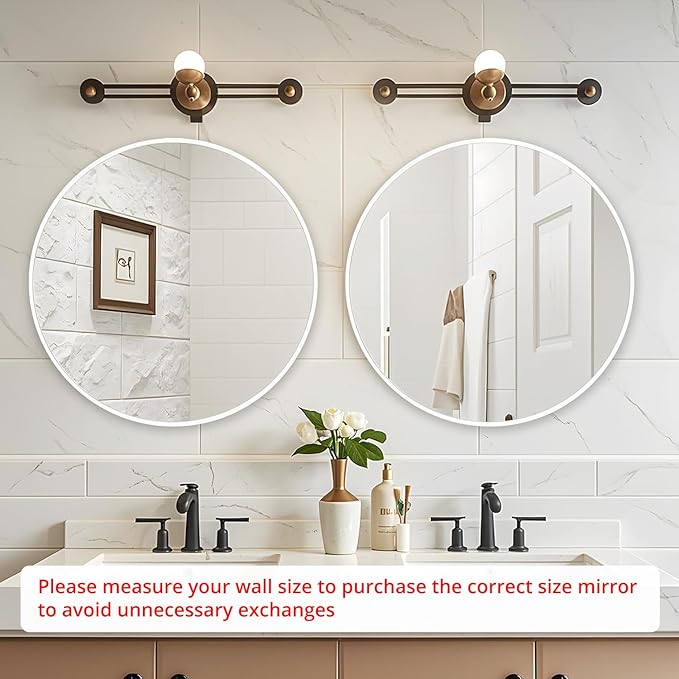 Fabuday White Round Mirror 30 Inch - Large Circle Mirror for Bathroom, Living Room, Hallway, Entryway, Matte Aluminum Frame Circular Mirrors for Wall Decor