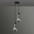 Modern Raindrop Pendant Lights, Black Cluster 2-Light Pendant Lights Kitchen Island, Bronze Bedside Pendant Lighting, Adjustable Suspension Cord for Dining Room,Bathroom,Bedroom,Bulb Included
