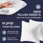 Beckham Hotel Collection Euro Size Throw Pillows (Set of 2), 26 x 26 Down Alternative Pillow Insert for Bed, Couch, and Sofa