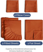 Split King Size 5 Piece Sheet Set - Comfy Breathable & Cooling Bed Sheets Set - Hotel Luxury Bedding for Women, Men, Kids, Teens, Boys & Girls - Deep Pockets and Wrinkle Free - Oeko-Tex - Terracotta