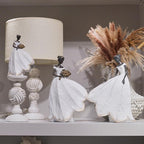 Guichifun Fairy Statue Collection Home Decoration - White Leaf Angel Girls Resin Living Room Bookshelf Decor Garden Outdoor Bathroom Decorations Figurines Gift 5.5 x 3.25 x 8 Inch