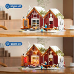 Spa-Cabin Winter Lighting-Building-Bricks Set - 2235 Pcs Christmas House Winter Lodge LED Light Construction Building Christmas Village Model Set for Adults and Families