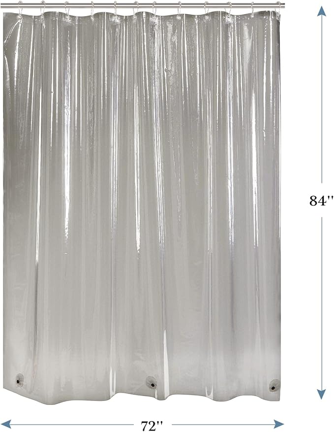 AmazerBath Extra Long Shower Curtain Liner, Clear Black Shower Liner 84 Inches Long, 72x84 Plastic Shower Curtain Liners, Cute Tall Shower Liner, PEVA Bathroom Shower Curtain Liners & 3 Magnets