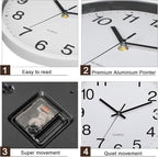 Inbagi 8 Pcs Wall Clock Large Silent Battery Operated Wall Clocks Modern Non Ticking Wall Clocks Bulk Decorative for Kitchen Office Living Room Home Bathroom Bedroom Classroom(White,10 Inch)