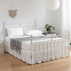 Bed Skirt Full Size Ruffled Bed Skirts with Split Corners, 12 Inch Drop Dust Ruffle Bed Skirt with Platform,Ivory,Full - 12" Drop