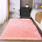 Latepis 3x4 Area Rug, Faux Fur Sheepskin Rug for Living Room, Fuzzy Rugs for Teen Girls Bedroom, Luxury Room Decor, Fluffy Pink Rug, Rectangle