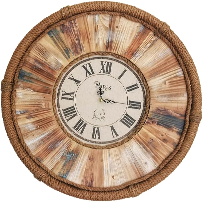 Vintage 24 Inch Wall Clocks,Quartz Silent Non Ticking,Battery Operated,Roman Numeral Style,for Bedroom, Kitchen,Living Room Farmhouse Rustic