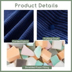 HIGOGOGO Square Stuffed Pouf Ottoman, Corduroy Poufs with Foam Chunk Filling, Furry and Fluffy Pouf Foot Stool Storage Ottoman, 21 X 21 Floor Poufs Foot Rest for Living Room, Navy