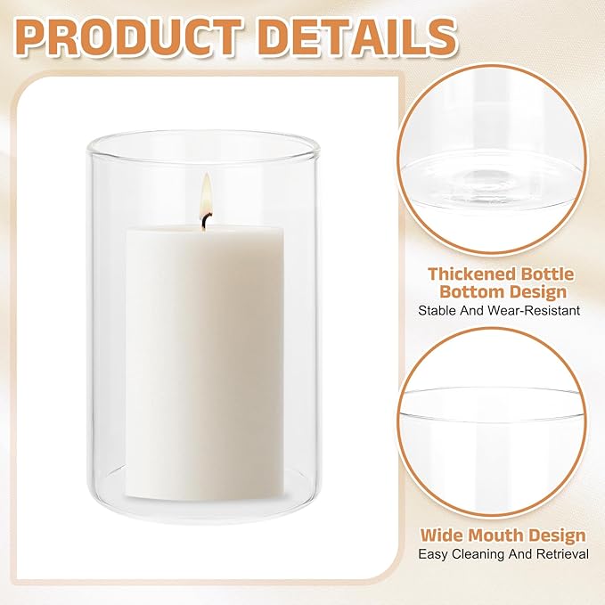 uxcell Hurricane Candle Holder (H:3.9" OD:2.6"), Pillar Floating Candles Holder Clear Glass Cylinder Flower Vases for Table Centerpiece Wedding Party Home Decoration 2Pcs