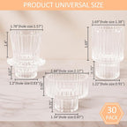 30 Pcs Glass Candlestick Holders Tealight Candle Holders, Double Side Taper Candle Holders for Dining Table Decor Birthday Centerpiece Wedding, Clear