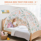 Twin Size Bed Canopy, Twin Bed Tent Indoor with Star Lights, Privacy Space Blackout Sleeping Tents, Indoor Breathable Portable Floor Bed Tent for Boys and Girls, Dinosaur