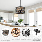 Farmhouse Chandelier, Dining Room Light Fixture, 3-Light Modern Black Pendant Light Fixture, Rustic Industrial Ceiling Hanging Light Fixture for Entryway Foyer Kitchen Over Table Hallway