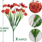 Krissing 48 Bundles Outdoor Artificial Flowers UV Resistant Fake Silk Flowers Faux Plastic Plants Outside Garden Porch Window Box Summer Decoration (Red)