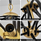 Modern Black and Gold Chandelier for Dining Room, 4 Lights Geometric Chandeliers, Sphere Chandelier Industrial Large Pendant Light Fixtures Hanging for Kitchen, Entryway, Foyer, Stairs