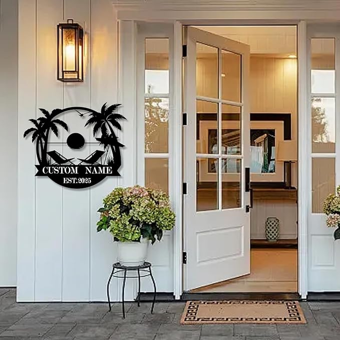 Custom Metal Beach Wall Art Sign - Personalized Size Outdoor/Indoor, Surfboard Decor, Lake House & Coastal Home Decor, Summer Gift - MADE IN USA