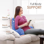 Nestl Reading Pillow for Kids, Small Bed Pillow, Back Pillow for Sitting in Bed, Memory Foam Chair Pillow, Reading & Bed Rest Pillows, Calm Blue Back Pillow for Bed, Arm Pillow with Pockets