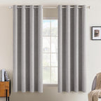 MIULEE Linen Texture Curtains for Bedroom Solid 100% Blackout Thermal Insulated Greyish White Curtains Grommet Room Darkening Drapes for Living Room Nursery 52x45 Inch (2 Panels)