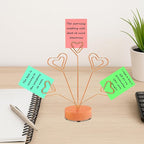 Desktop Heart-Shaped Photo Tree Style Holders Round Base,5-Branch Family Picture Frame Clips Holder Desk Card Display Stand for Christmas,Wedding, Birthday Party,Gift (Rose Gold)