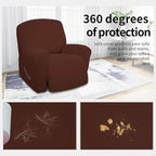 Easy-Going 4 Pieces Oversized Recliner Stretch Sofa Slipcover Sofa Cover Furniture Protector Couch Soft with Elastic Bottom Polyester Spandex Jacquard Fabric Small Checks Coffee, X-Large