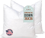 Pillowflex Synthetic Down Alternative Pillow Inserts for Shams - Comfy Pillows for Sleeping, Perfect Pillow & Best Sleeping Pillows, Handmade Down Alternative Throw Pillow Inserts - (26x26 Set of 2)