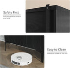 3More Accent Cabinet with 2 Doors,Sideboard Buffet Cabinet with Iron Legs and Adjustable Shelf,3D Lattice Design for Living Room, Entrance, Dining Room,Black