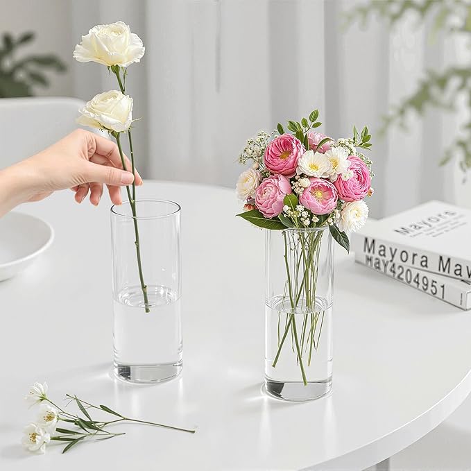 45 Pack Glass Cylinder Vase for Centerpieces, Clear Flower Glass Vases for Wedding Decorations, Hurricane Floating Candle, Holder for Table Centerpiece Wedding Home Décor
