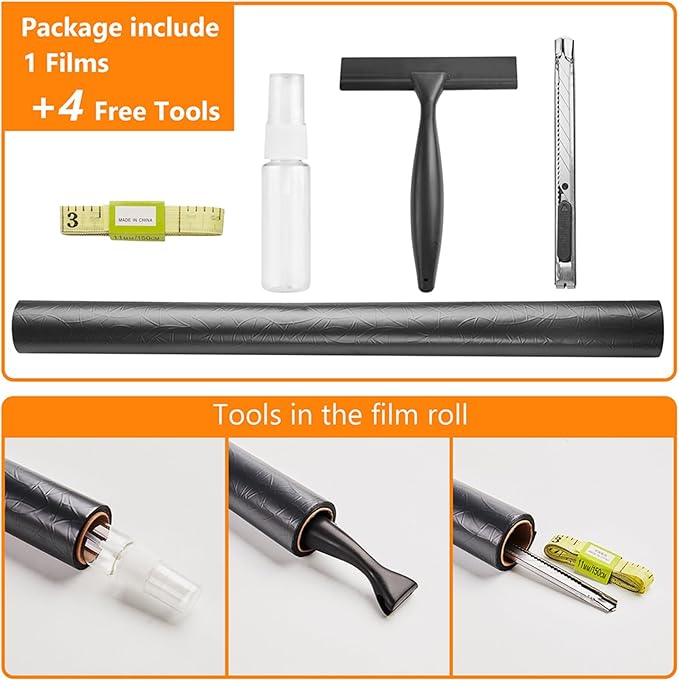 LEMON CLOUD Window Privacy Film Total Blackout Decorative Window Film, Static Cling Darkening Frosted Glass Covering 100% Opaque Removable for High Privacy, Black Half Moon Anti-UV(35.4 x 157.4 Inch)