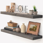 Marsmiles 30 Inch Floating Shelves for Wall - Rustic Grey Wood Floating Shelves Set of 2-30 Inch Wide x 7.7 Inch Deep x 1.6 Inch Thick Wooden Shelves for Room Wall