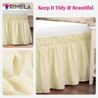 RIMELA Bed Skirt King Size 12 Inch Drop, Wrap Around Elastic Bedskirt Solid Microfiber Luxury Hotel Quality Fabric, Easy to Install Machine Washable Wrinkle & Fade Resistant, Beige Yellow