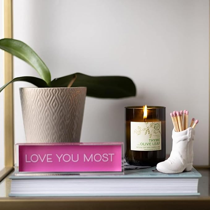 Paddywax Eco Collection Scented Soy Wax Candle in Glass Jar, Thyme & Olive Leaf Fragrance, Green Vessel with Wood Lid, 8 oz