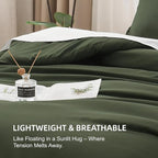 Litanika Oversized King Comforter 128x120, 3 Pieces Olive Green Lightweight Solid Bedding Comforter Set, All Season Fluffy Bed Set (1 Comforter & 2 Pillowcases)