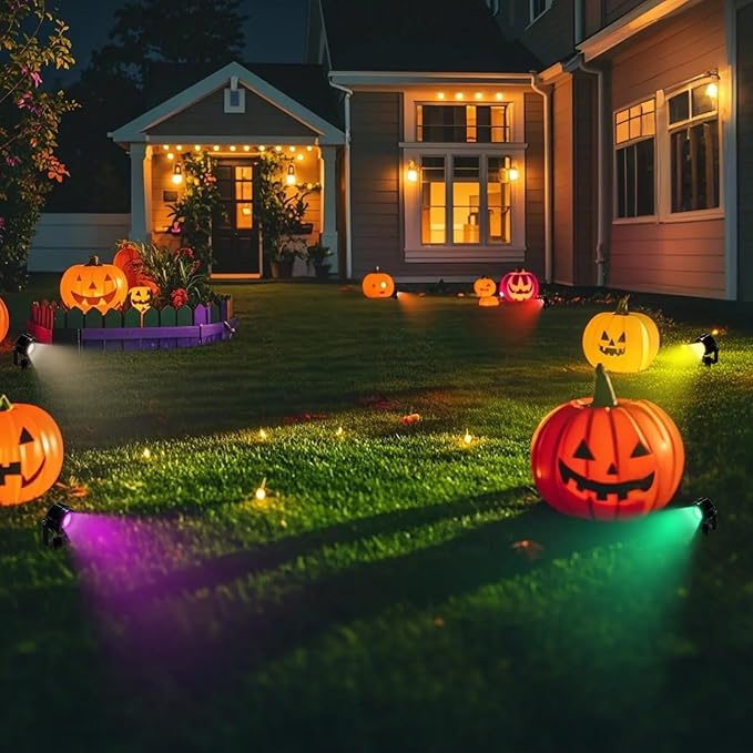 Smart RGBW Spot Lights Outdoor, 8 Pack Low Voltage Landscape Lighting with APP & Remote Control, Waterproof and Timing, Color Changing Outdoor spot Lights for Yard Halloween Christmas Decorations