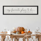 ZZJJHYWGQ Love Quotes Wall Decor My Favorite Place To Be Sign 32"×8" Couples Love Theme Plaque Modren Farmhouse Master Bedroom Above Over Bed Wood Framed Wall Art (Black)