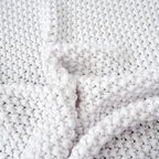 Chunky Cable Knit Throw Blanket Lightweight White 100% Organic Cotton Blanket for Sofa Couch Bed Baby Nursery, Rustic Shabby Chic Modern Farmhouse, Pure White 51” x 63” Give Laundering Bag