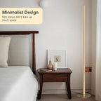 Marlrin Minimalist Corner Floor Lamp 2700K-6500K Dimmable with Remote Control 57.8" Height Metal Slim Ambient Standing LED Light Modern Design Decorative Lamp for Living Room Bedroom (Gold)
