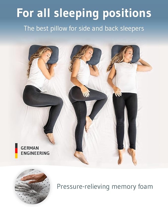 Cervical Pillow NuMOON Quickdry | Memory Foam with Bamboo Charcoal | Quick Drying Thermic Cover | Back & Side Sleepers Pillow for Adults | Ergonomic Bed Pillow for Shoulder and Neck Pain Relief