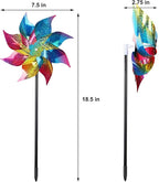 Hausse 10 Pack Reflective Pinwheels Wind Spinner, Extra Sparkly Rainbow Pinwheel with Stakes, Bird Repellent Blinder Devices Deterrent to Scare Birds Away from Yard Patio Farm Garden, Colorful