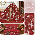 Christmas Comforter Set Full Size,Red Christmas Bed Set with Reindeer Stars Bedding for Holiday, 3 Pieces 1 Reversible Comforter and 2 Pillowcases