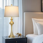 28.75" Gold Table Lamps for Living Room,Touch Lamps for Bedrooms Set of 2 - Nightstand Table Lamp with USB C+A, 3 Way Dimmable Bedside Lamps End Tables, Antique Brass