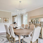 Modern Round Crystal Chandeliers, 30" Crystal Chandeliers for Dining Room,Silver Tree Branches Chandelier, for Living Room,High Ceiling,Foyer,Entryway,Kitchen Island