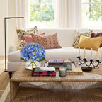 Hollyone Hydrangea Artificial Flowers with Glass Vase Blue-Green Silk Faux Flowers Arrangements in Vase with Faux Water Fake Floral Bulk Bouquet for Home Decor Table Centerpiece Decorations