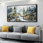 PHAOHUAXM Large Canvas Printing Artworks Wall Art For Bedroom Wall Decor For Living Room Office Home Decor Rivulet View Painting Forest Tree Landscape Watercolour Pictures Black Framed 30x60 In