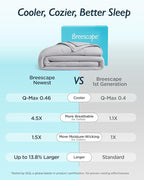 Breescape Cooling Comforter Twin Size - BlendTek™ Q-Max>0.46 Tech, Breathable Blanket for Hot Sleepers & Night Sweats Relief, Premium Lightweight Summer Bedding, 72x96 Inches, Misty Gray