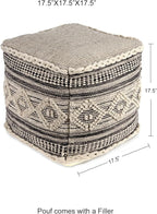 REDEARTH · Tufted Pouf Ottoman with Filler Textured Storage Cube Bean Bag Pouffe Footrest for Living Room, Bedroom, Nursery, Kidsroom; 100% Cotton (17.5"X17.5"X17.5", Diamond Virgule)