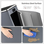 Arlopu 16 GallonStainless Steel Trash Can, 60L Dual Compartment, Metal Kitchen Step Recycle Bin, Metal Double Dustbin, in-Home Garbage Rubbish Can W/Removable Liner Buckets (Grey)