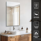 Frameless Mirror, 20x36 Inch Bathroom Mirrors for Wall, Rectangle Bathroom Vanity Mirrors with Polished Edge, Hangs Horizontally or Vertically for Bathroom, Bedroom and Living Room