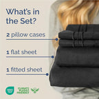 Full Size 4 Piece Sheet Set - Comfy Breathable & Cooling Bed Sheets Set - Hotel Luxury Bedding for Women, Men, Kids, Teens, Boys & Girls - Deep Pockets, Ultra-Soft and Wrinkle Free - Oeko-Tex - Black