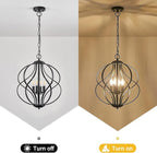Modern Black Chandelier for Dining Room, 4 Lights Geometric Chandeliers, Sphere Chandelier Industrial Large Pendant Light Fixtures Hanging for Kitchen, Entryway, Foyer, Stairs