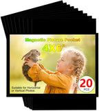 Black Magnetic Picture Frame 4X6 for Refrigerator-20 Pack,Black Photo Magnets Sleeves