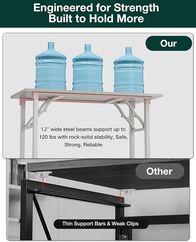 Frylr Small Folding Computer Desk – Portable 55.1 Inch Foldable Laptop Table, Collapsible and Compact for Easy Storage and Fast Setup, Lightweight for Small Spaces, Craft and Study Use, White